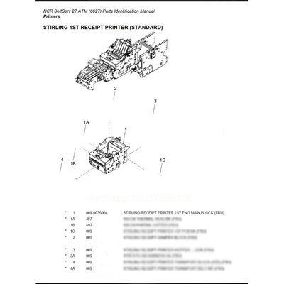 009-0036004 009003604 ATM Ricambi NCR Stirling Receiver Printer 1ST ENG Main Block FRU